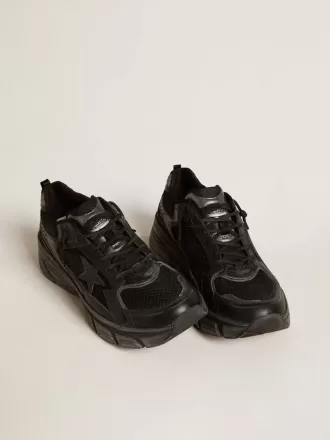 Lightstar para hombre con parte superior de cuero negro y malla y estrella negra Lightstar para hombre con parte superior de cuero negro y malla y estrella negra