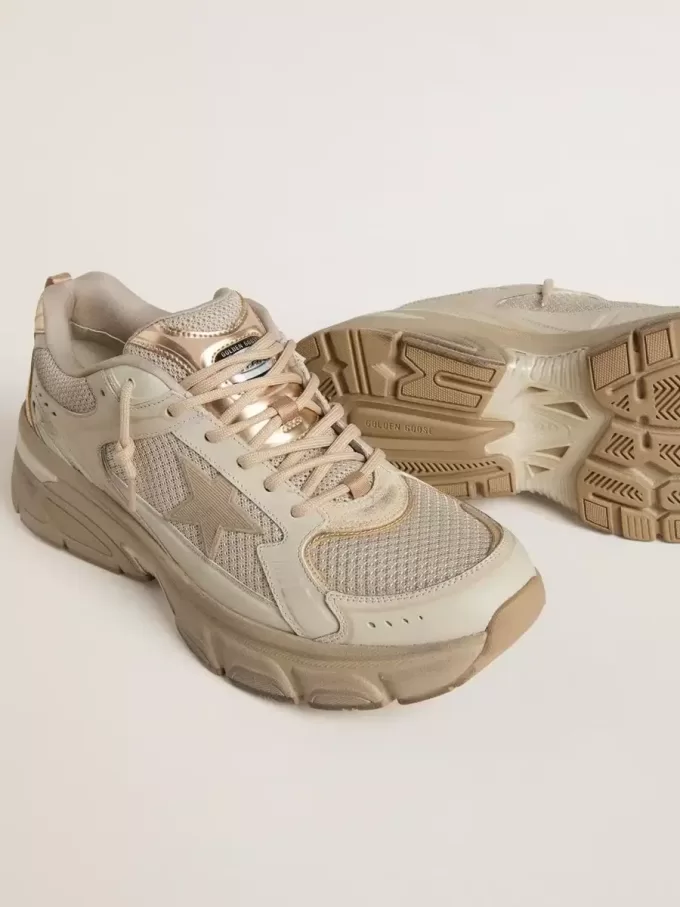 Lightstar para hombre en piel gris paloma y malla con estrella de TPU beige