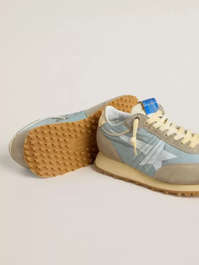 Marathon para hombre con parte superior de nailon azul claro y estrella azul pastel