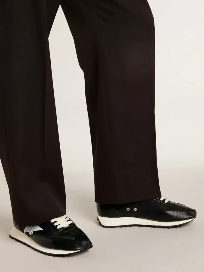 Marathon para hombre con parte superior de nailon negro y estrella blanca Marathon para hombre con parte superior de nailon negro y estrella blanca