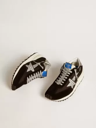 Marathon para hombre con parte superior de nailon ripstop negro y estrella plateada