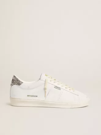 Matchstar en piel blanca con talón plateado brillante