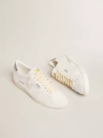 Matchstar en piel blanca con talón plateado brillante