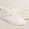 Matchstar en piel blanca con talón plateado brillante