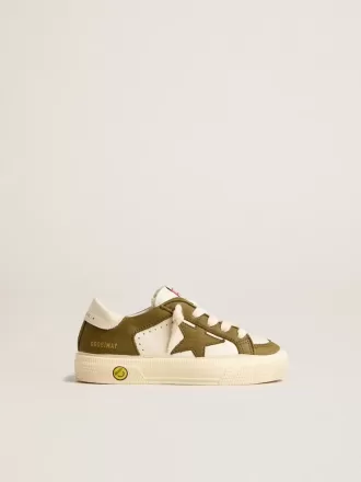 May Junior en cuero blanco y verde militar