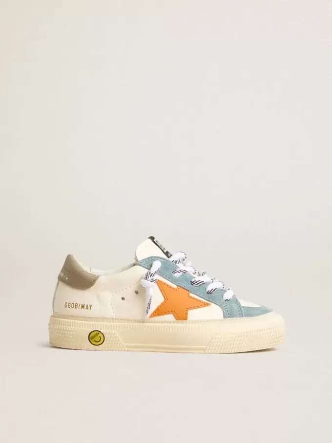 May Teen en napa con estrella de piel naranja e inserciones de ante azul