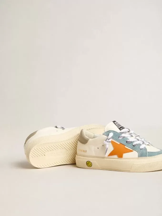 May Teen en napa con estrella de piel naranja e inserciones de ante azul