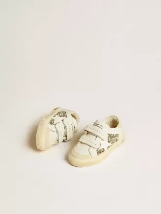 May Teen en piel blanca y purpurina dorada con estrella de piel blanca