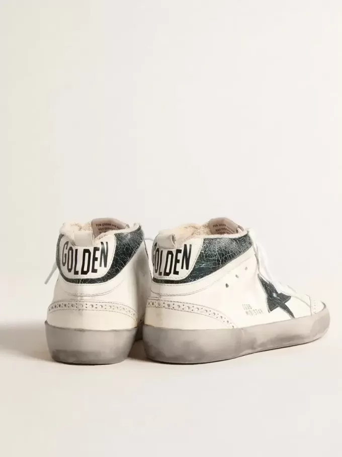 Mid Star con estrella de piel metalizada verde y destello blanco
