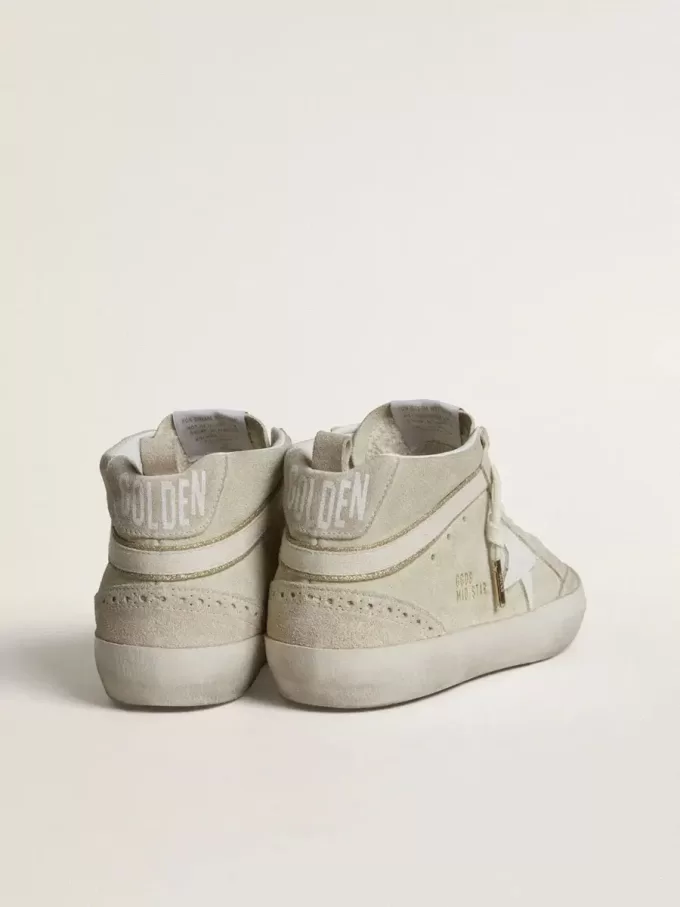 Mid Star en ante gris claro con estrella de cuero blanco