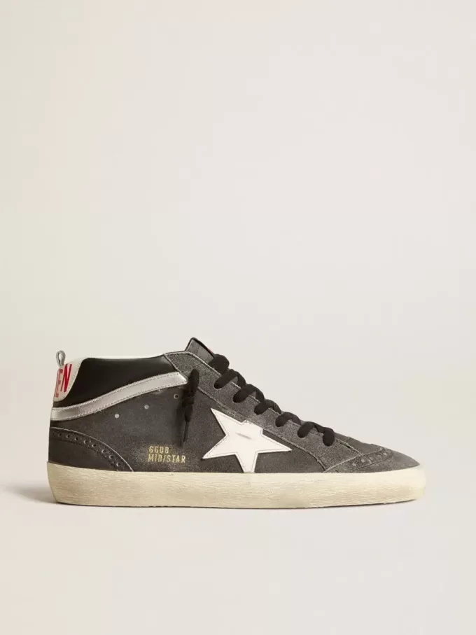 Mid Star en ante negro con estrella de cuero blanco y detalle plateado