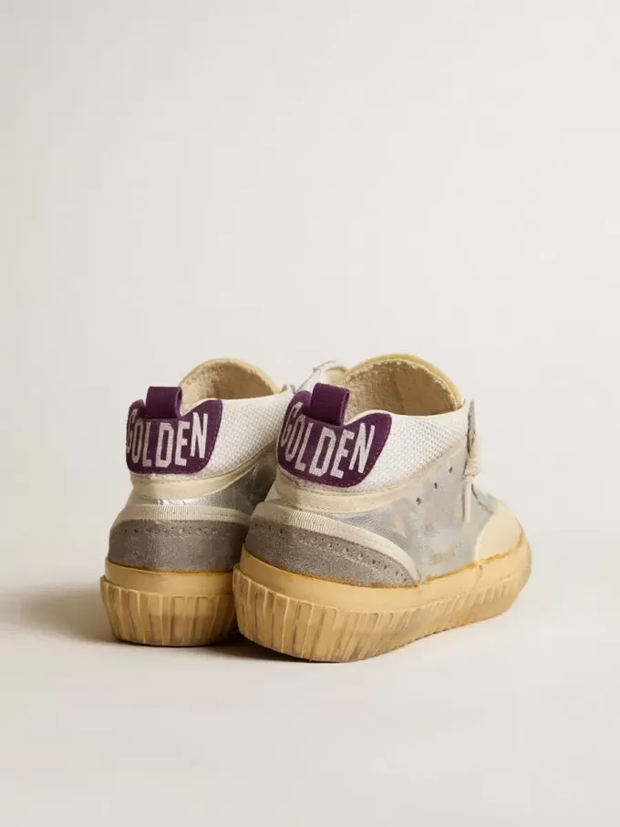 Mid Star LAB en piel metalizada plateada y malla con estrella perforada Mid Star LAB en piel metalizada plateada y malla con estrella perforada