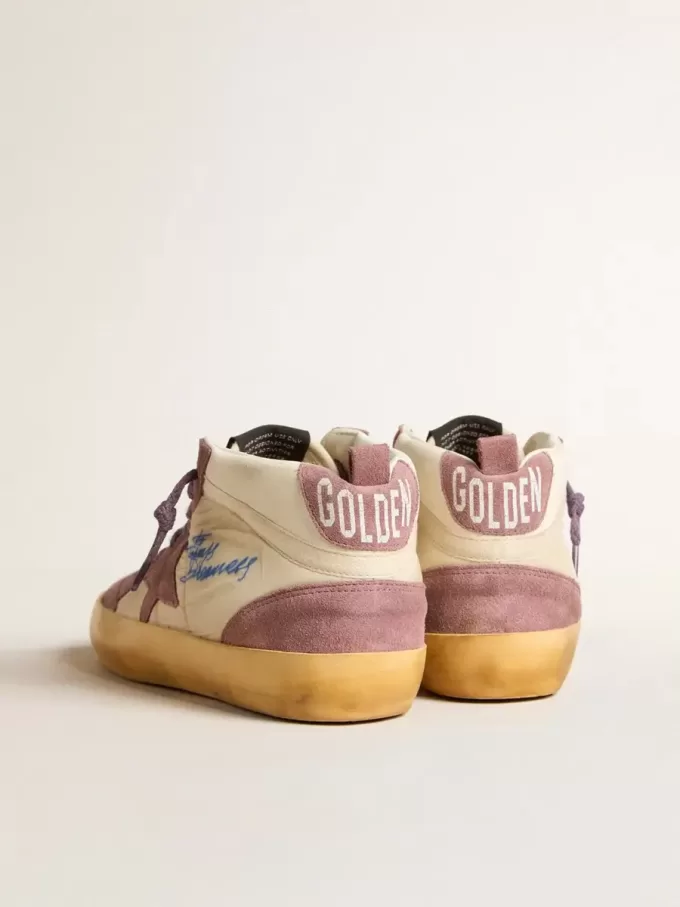 Mid Star LAB para mujer en nailon y napa con estrella de ante malva Mid Star LAB para mujer en nailon y napa con estrella de ante malva