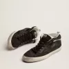 Mid Star para hombre en nubuck con estrella de cuero negro y detalle plateado