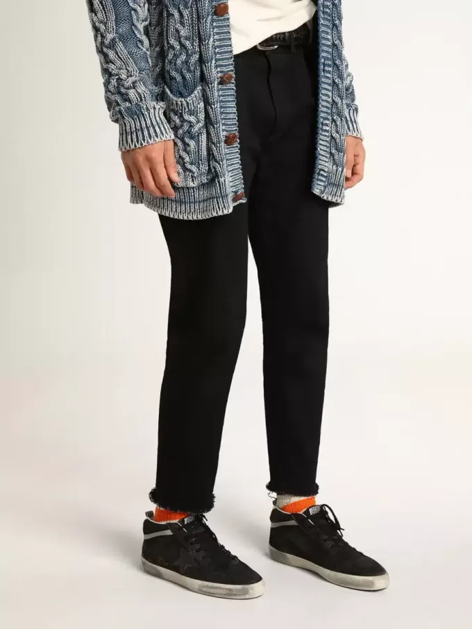 Mid Star para hombre en nubuck con estrella de cuero negro y detalle plateado