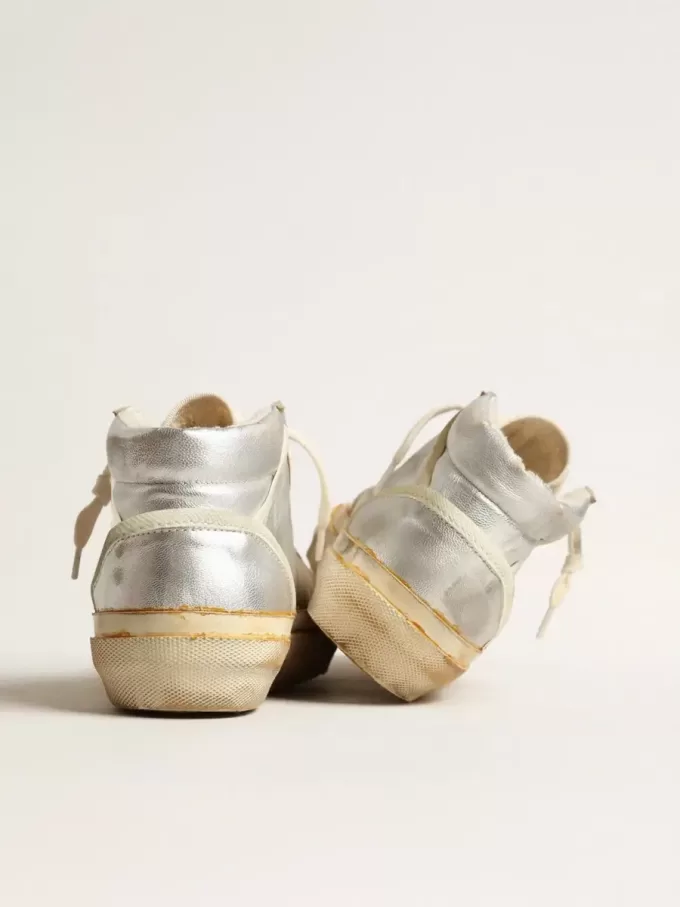 Mid Star para hombre en piel metalizada plateada con estrella marfil.