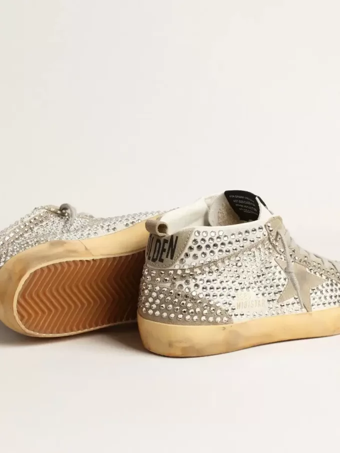 Mid Star para mujer en ante blanco y gris paloma con cristales Swarovski