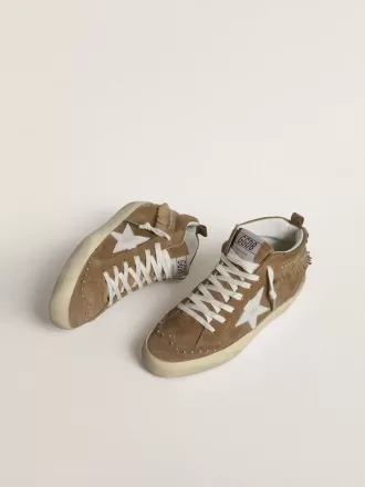 Mid Star para mujer en ante color tabaco con flecos y tachuelas