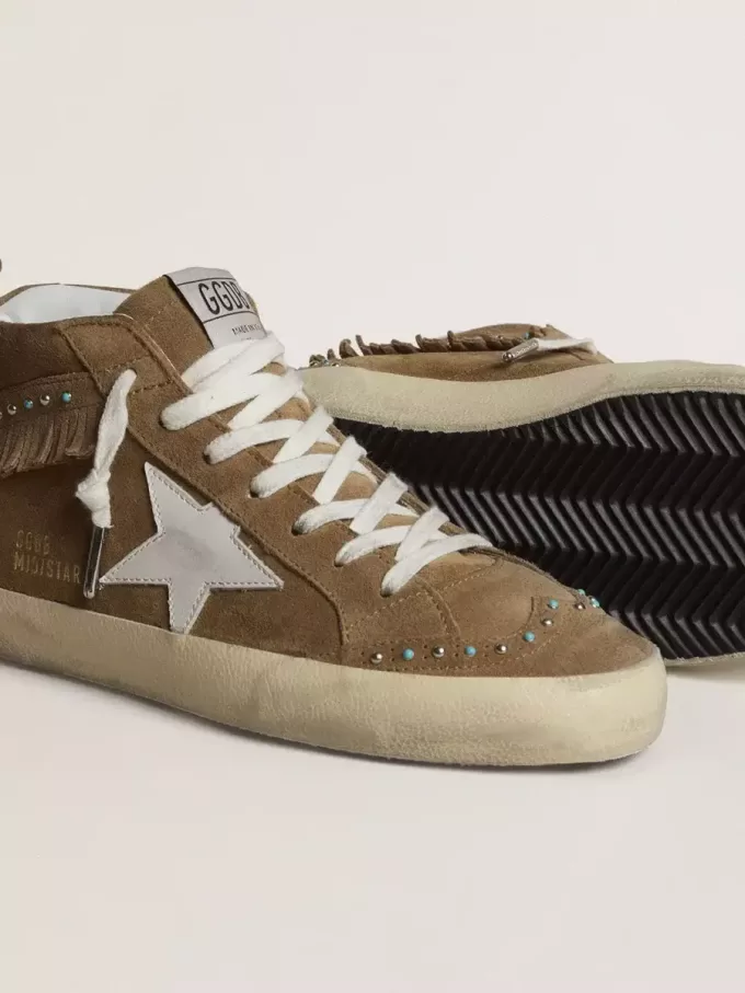 Mid Star para mujer en ante color tabaco con flecos y tachuelas Mid Star para mujer en ante color tabaco con flecos y tachuelas