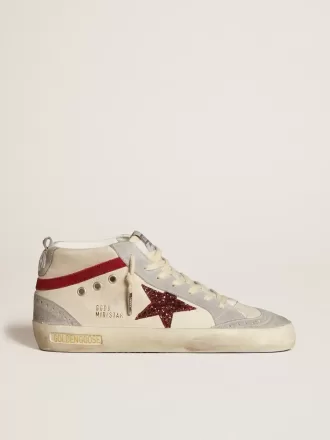 Mid Star para mujer en piel con estrella brillante y detalle en nubuck rojo Mid Star para mujer en piel con estrella brillante y detalle en nubuck rojo