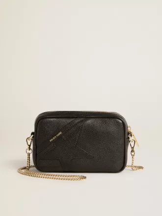 Mini bolso Star en piel negra con estrella tono sobre tono