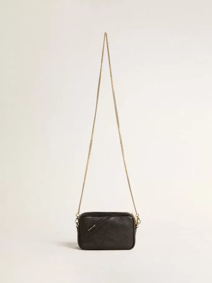 Mini bolso Star en piel negra con estrella tono sobre tono Mini bolso Star en piel negra con estrella tono sobre tono