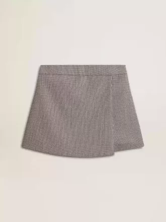 Mini shorts grises de mujer en lana con estampado de pata de gallo