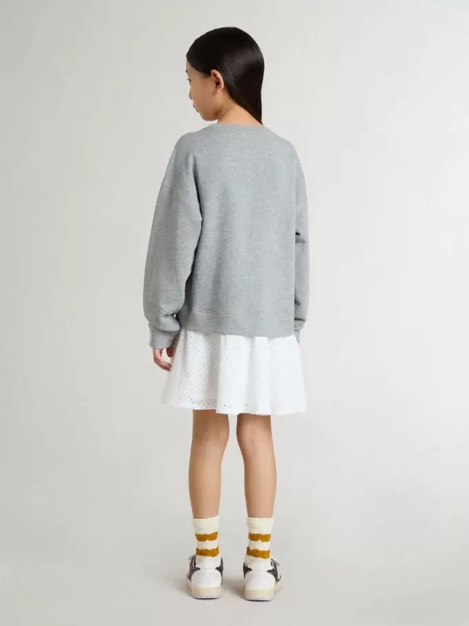 Mini vestido gris y blanco para niña