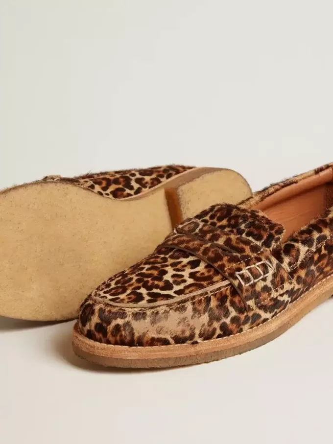 Mocasines Jerry para hombre en piel de potro con estampado de leopardo