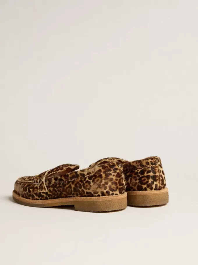Mocasines Jerry para hombre en piel de potro con estampado de leopardo