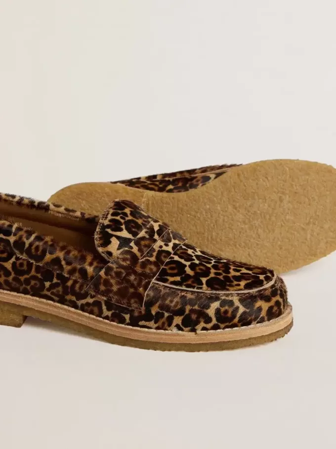 Mocasines Jerry para mujer en piel de potro con estampado de leopardo