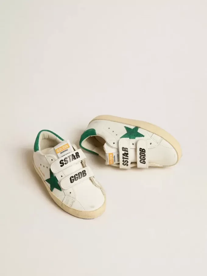 Old School Junior con estrella de ante verde y lengüeta en el talón Old School Junior con estrella de ante verde y lengüeta en el talón