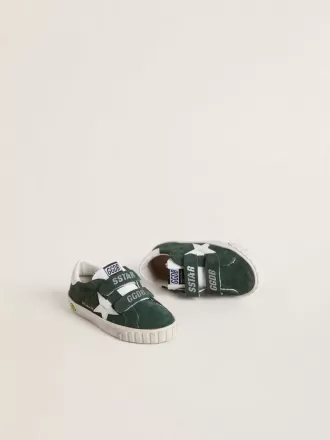 Old School Young en ante verde con estrella y lengüeta en el talón de cuero blanco
