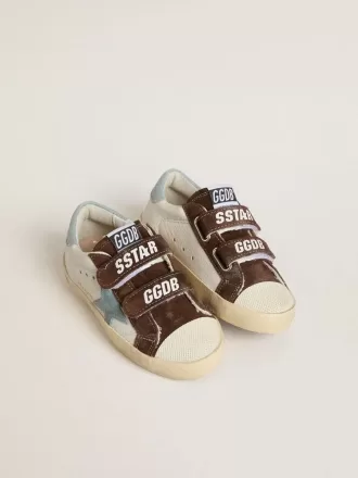 Old School Young en napa con estrella de ante azul claro e inserciones de ante marrón