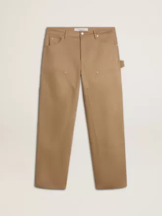 Pantalones beige para hombre con parches