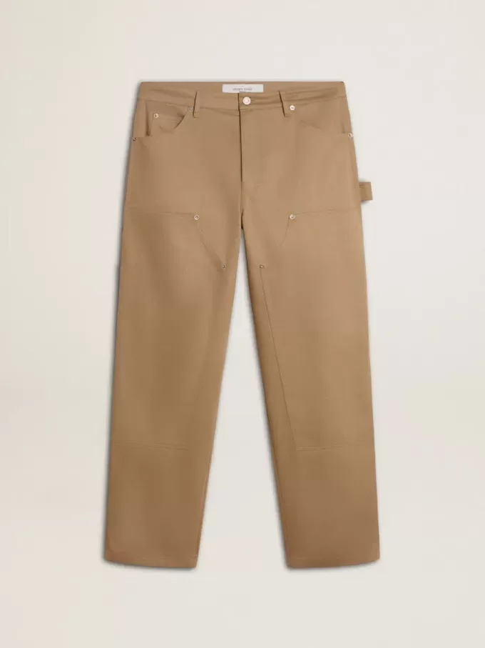 Pantalones beige para hombre con parches