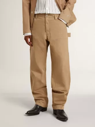 Pantalones beige para hombre con parches