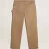 Pantalones beige para hombre con parches