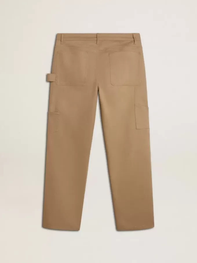 Pantalones beige para hombre con parches