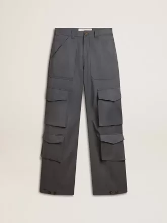 Pantalones cargo de mujer en lana azul celeste