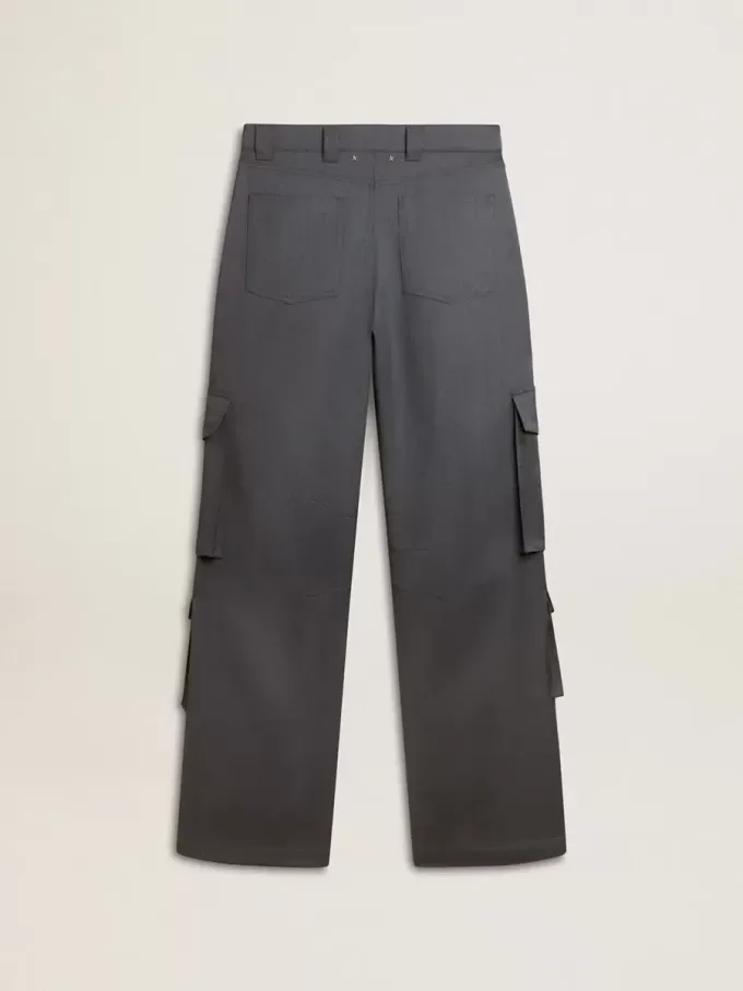 Pantalones cargo de mujer en lana azul celeste