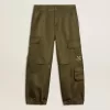 Pantalones cargo para niños en verde militar