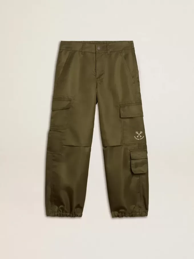 Pantalones cargo para niños en verde militar