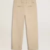 Pantalones chinos beige para hombre con acabado desgastado