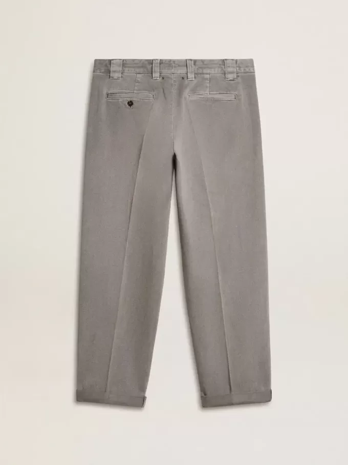 Pantalones chinos de algodón de color gris