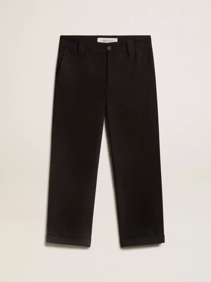 Pantalones chinos negros de algodón para hombre