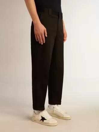 Pantalones chinos negros de algodón para hombre