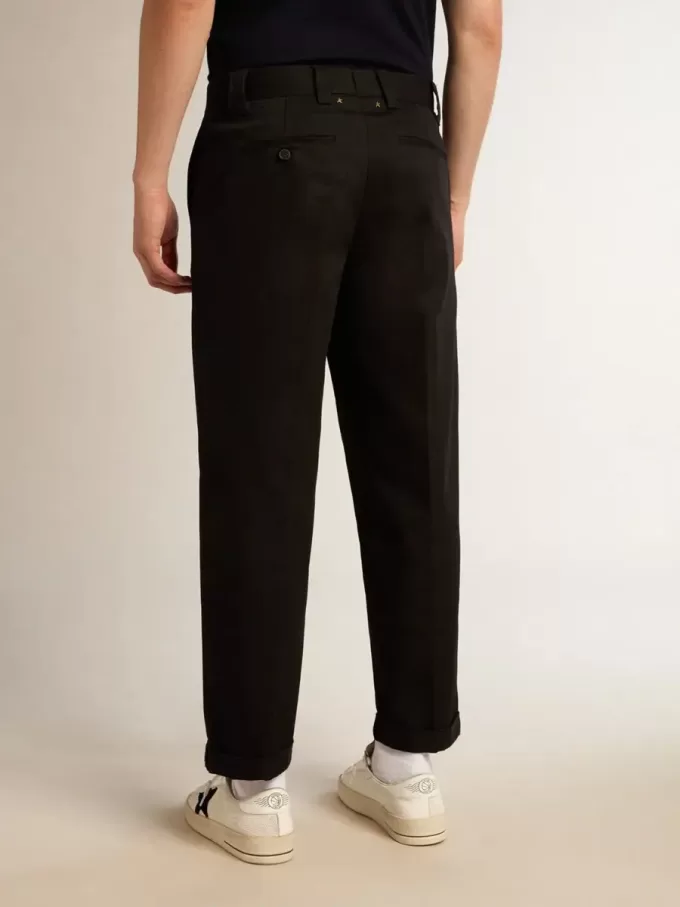 Pantalones chinos negros de algodón para hombre