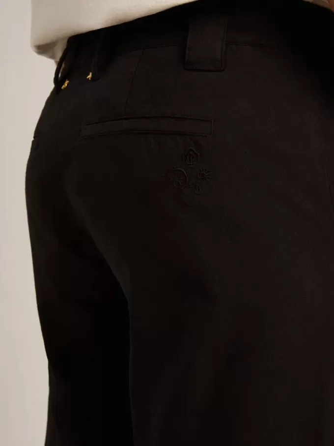 Pantalones chinos negros de algodón para hombre