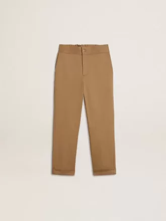 Pantalones chinos para niño en algodón color tabaco
